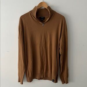 Pull&Bear Men's Tan Zip-Up Sweater